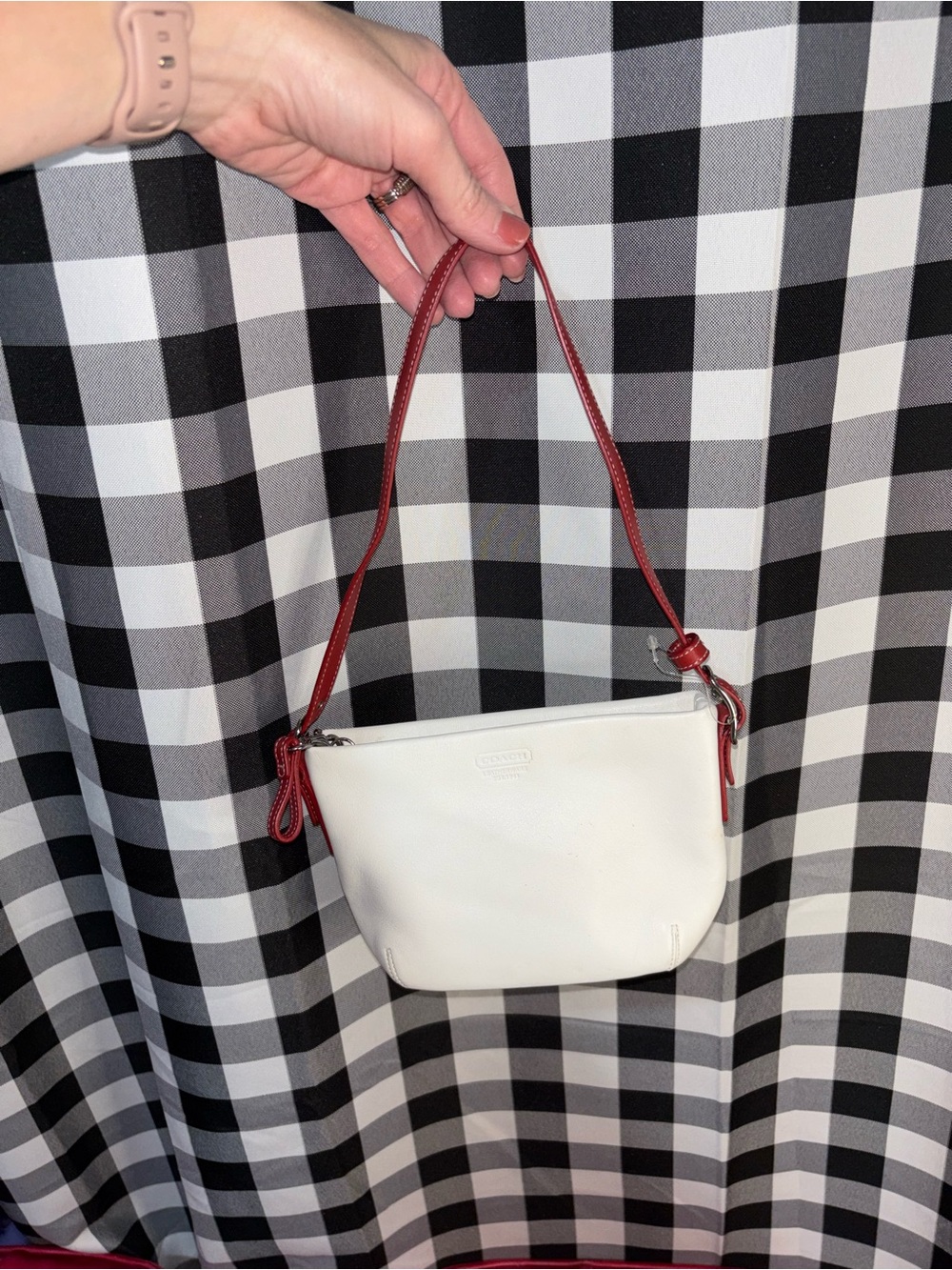 Coach White and Red Leather Mini Shoulder Bag Y2K